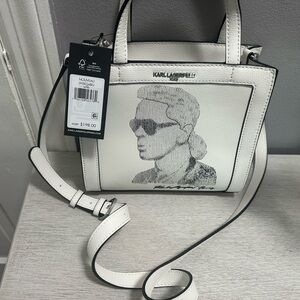 Karl Lagerfeld White Mini Bag with Sketch Design